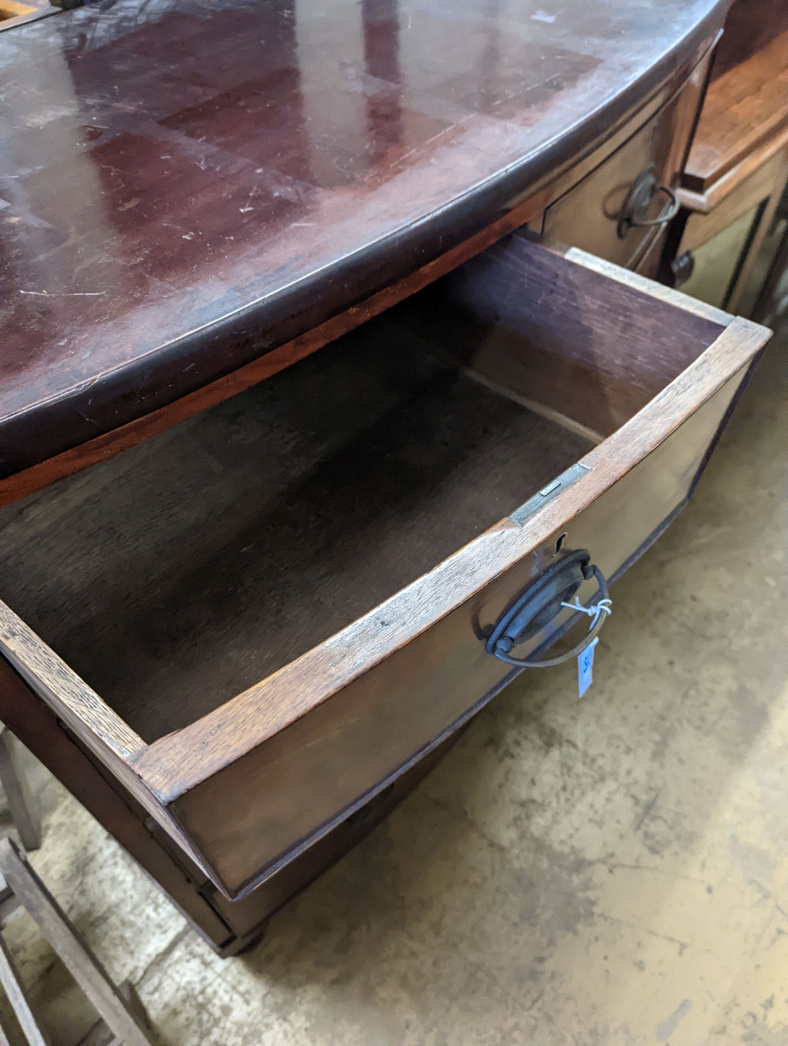 A Victorian mahogany bow front chest, width 104cm, depth 52cm, height 119cm